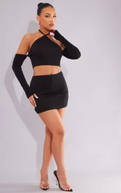 Micro Jupe Noire Détail Coutures