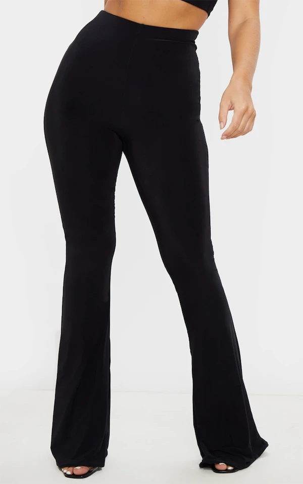 Pantalon Flare Moulant Noir Froncé Sur L'arrière – Image 2