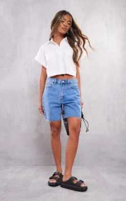 Chemise Oversize Blanche En Coton à Poches Et épaules Carrées