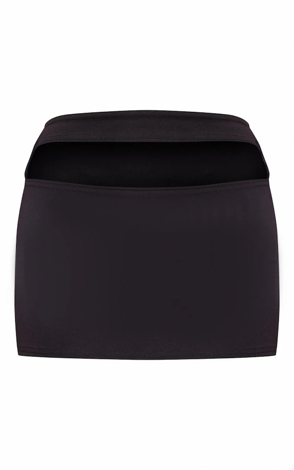 Mini Jupe Noire En Néoprène à Devant Découpé – Image 6