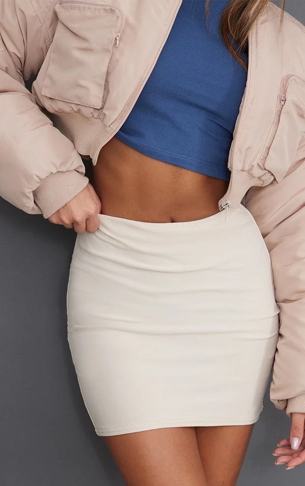 Mini Jupe En Jersey Doux Beige – Image 5