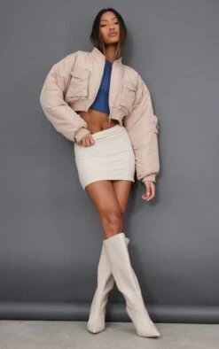 Mini Jupe En Jersey Doux Beige