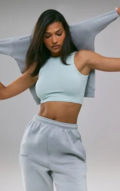 Crop Top Menthe En Coton à Dos Nageur