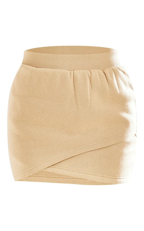 Mini-jupe En Sweat Portefeuille Gris Pierre – Image 6