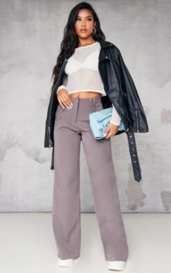 Pantalon à Pinces Café Au Lait Tissé à Taille Haute