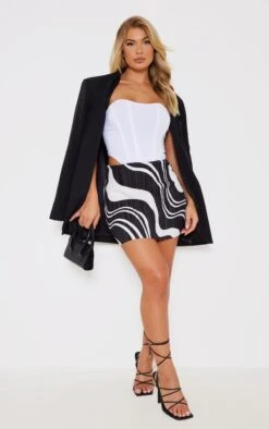 Micro Jupe Plissée Noire Imprimée