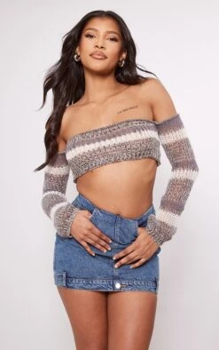 Mini Jupe En Jean Délavé Vintage Indigo à Bande De Taille