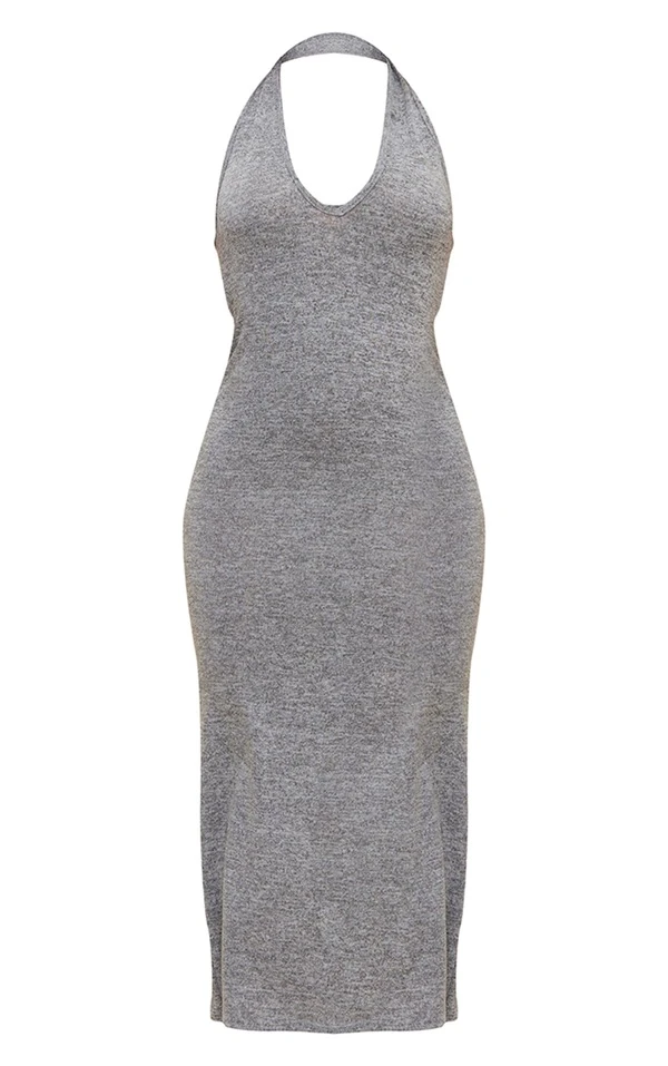 Robe Longue Gris Pierre Chiné à Dos Nu – Image 5