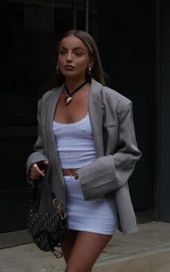 Micro Jupe Taille Basse En Pointelle Blanche Détail Noeud