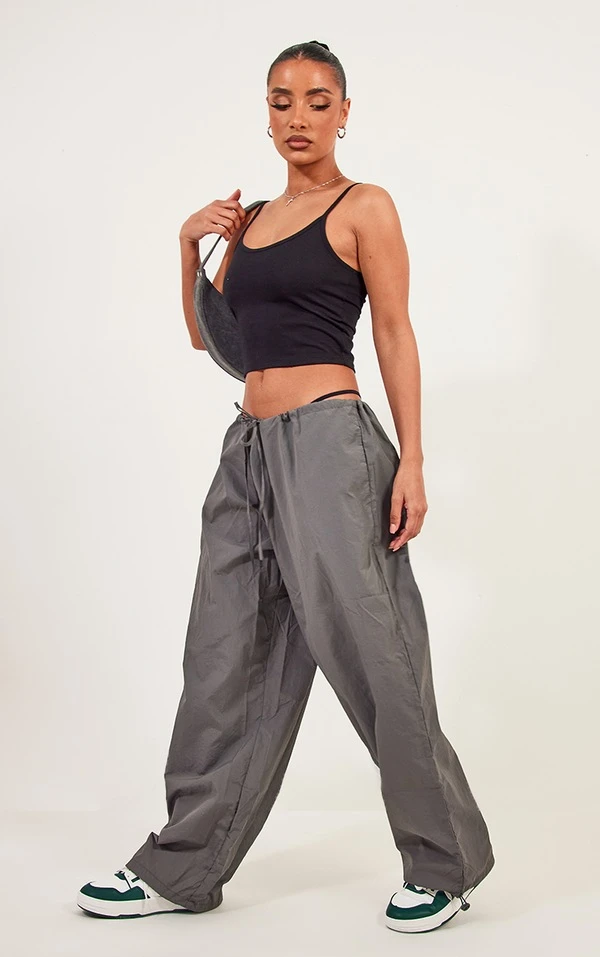 Crop Top Noir En Coton à Bretelles – Image 3