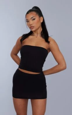 Top Bustier Long Noir En Jersey