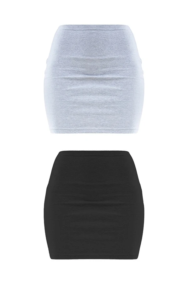Logic Essentiel Lot De 2 Mini-jupes En Jersey Grise Et Noire – Image 6