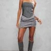 Mini Jupe Style Parachute Grise à Cordons Ajustables