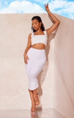 Seconde Peau - Jupe Mi-longue Froncée Blanche