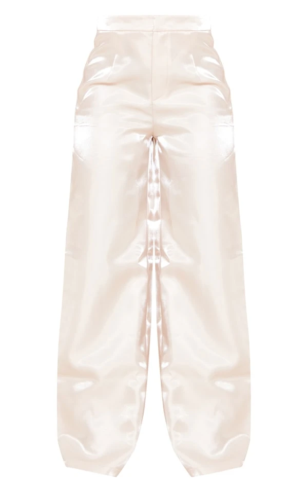 Pantalon Taille Haute En Maille Tissée Crème Irisée – Image 5