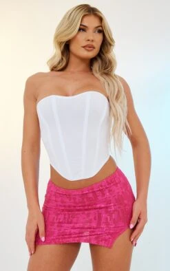 Micro-jupe En Jersey Texturé Rose Vif